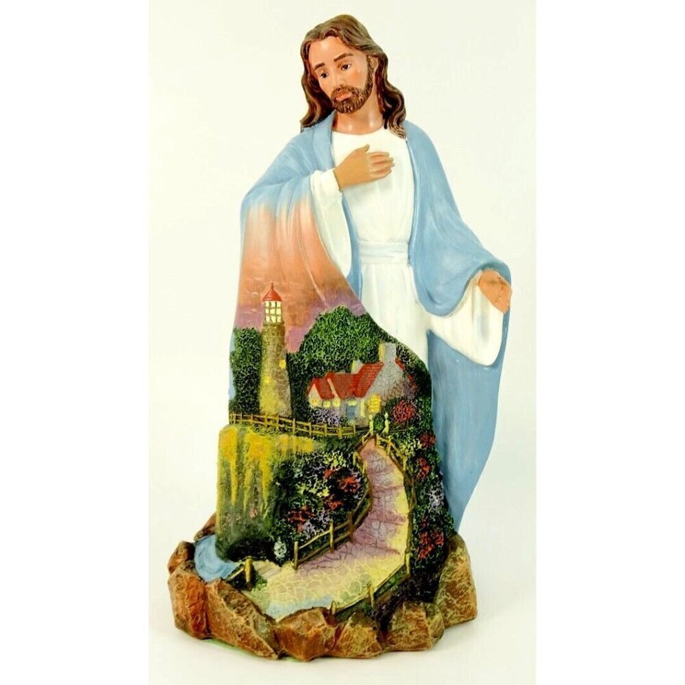 Jesus Figurine Thomas Kinkade Lighthouse The Light of Peace Ashton-Drake 2005